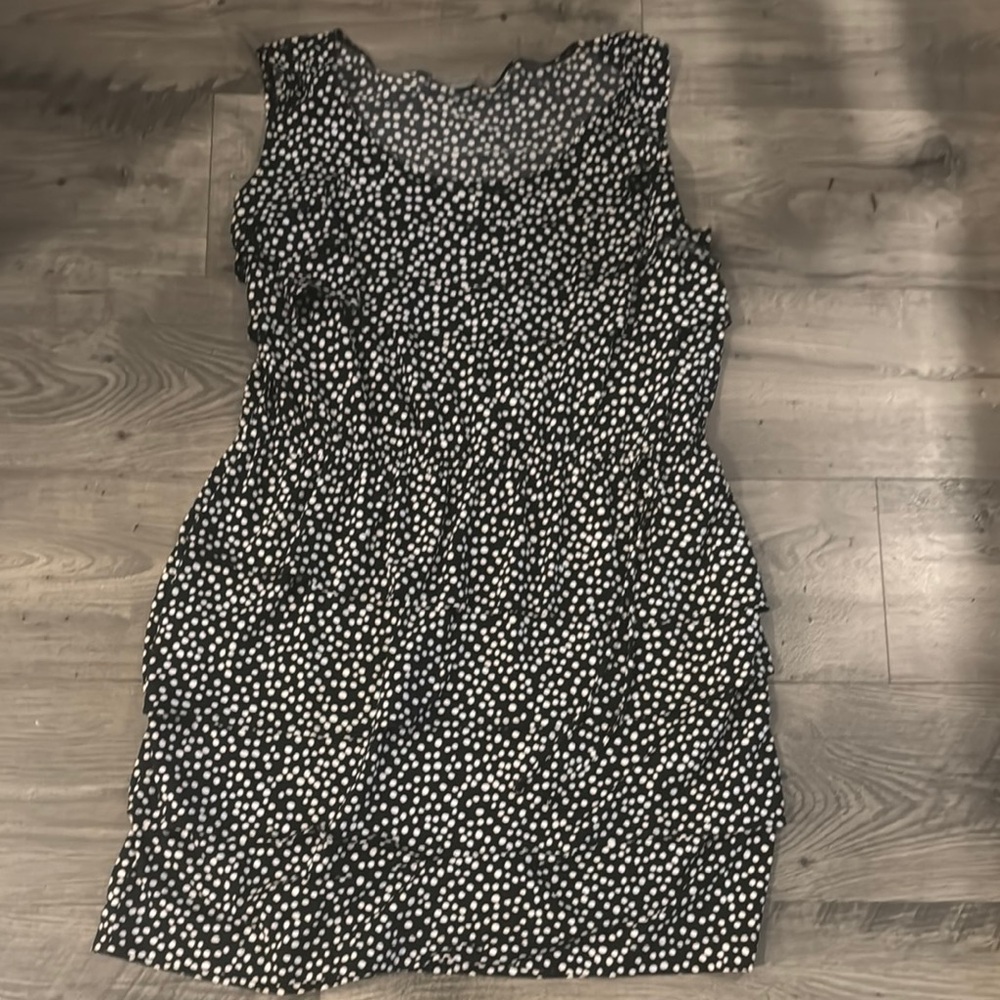 Danny & Nicole Black and White Dotted Mini Dress